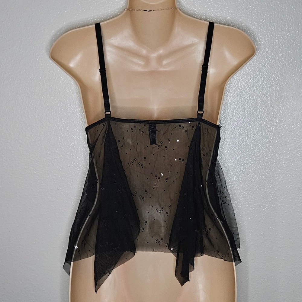 Victorias Secret Sexy Little Things Black Lace Sequin Lingerie Top - Picture 2 of 5